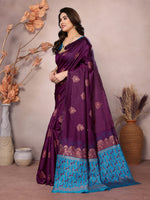 Thumbnail for Vedant Vastram Soft Litchi Silk Kanjeevaram Saree - Wine - Distacart