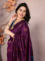 Thumbnail for Vedant Vastram Soft Litchi Silk Kanjeevaram Saree - Wine - Distacart