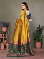 Thumbnail for Vedant Vastram Soft Litchi Silk Kanjeevaram Saree - Mustard - Distacart