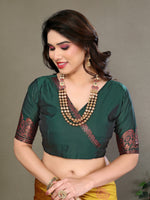 Thumbnail for Vedant Vastram Soft Litchi Silk Kanjeevaram Saree - Mustard - Distacart