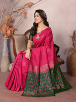 Thumbnail for Vedant Vastram Soft Litchi Silk Kanjeevaram Saree - Pink - Distacart