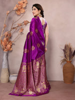Thumbnail for Vedant Vastram Soft Litchi Silk Kanjeevaram Saree - Purple - Distacart