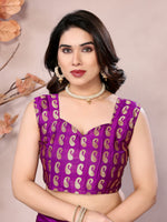 Thumbnail for Vedant Vastram Soft Litchi Silk Kanjeevaram Saree - Purple - Distacart