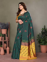 Thumbnail for Vedant Vastram Soft Litchi Silk Kanjeevaram Saree - Green - Distacart