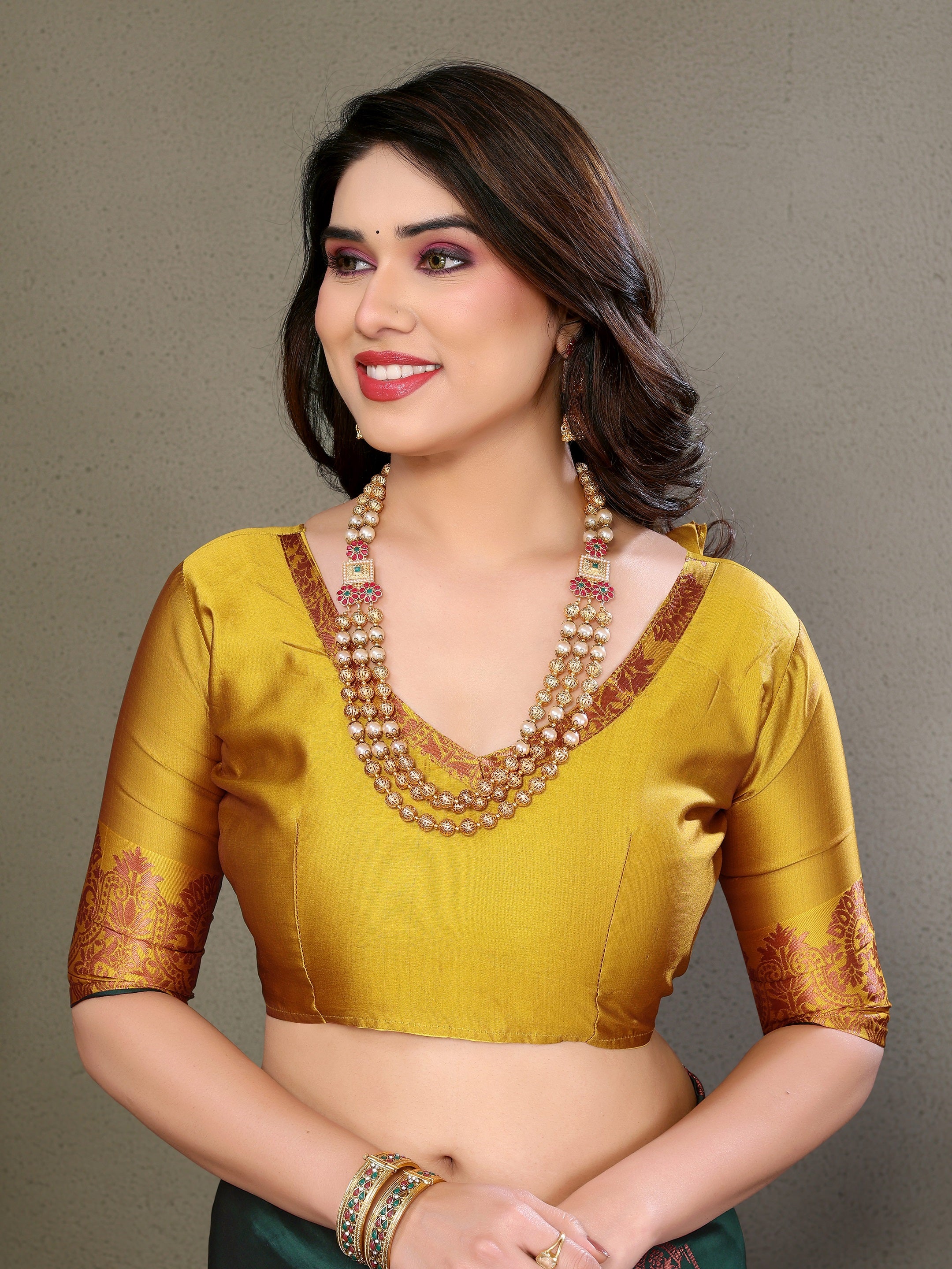 Vedant Vastram Soft Litchi Silk Kanjeevaram Saree - Green - Distacart