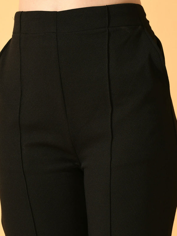 Myshka Women's Black Flared Party Trouser - Distacart