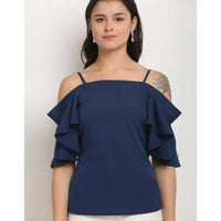 Thumbnail for Aastha Fashion Women's Navy Blue Polyester Solid Casual Top - Distacart