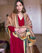 Thumbnail for trueBrowns Pink Velvet Pleated Kurta - Distacart