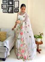 Thumbnail for Vamika Embroidery White Georgette Bollywood Saree - Distacart