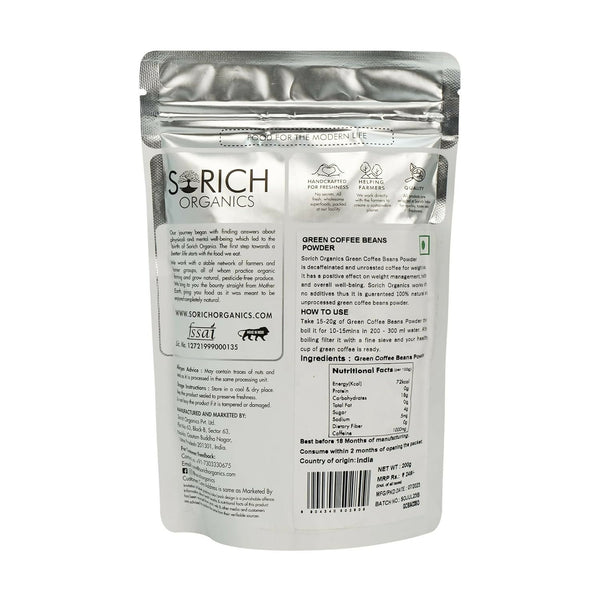 Sorich Organics 100% Pure & Natural Green Coffee Beans Powder - Distacart