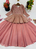 Thumbnail for Teeya Creation Peach Color Crunchy Silk Embroidery Work Festiwal Wear Salwar Suit