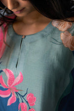 Thumbnail for NOZ2TOZ Women's Floral Printed Knee Length Rayon Kurti And Palazzo Set - Blue - Distacart