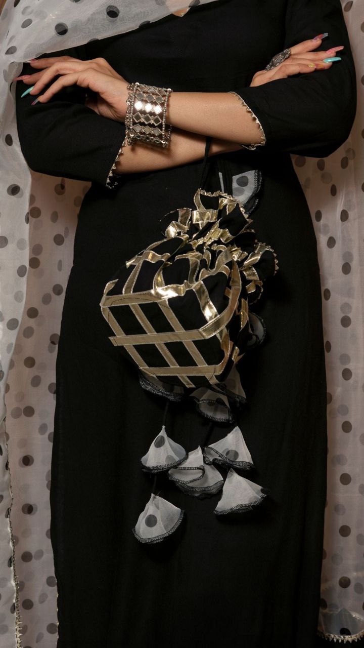 NOZ2TOZ Women's Solid Rayon Kurti And Palazzo Set Woth Printed Organza Dupatta - Black - Distacart