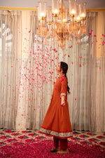 Thumbnail for NOZ2TOZ Women's Printed Knee Length V Neck Rayon Kurti And Pant Set - Orange - Distacart