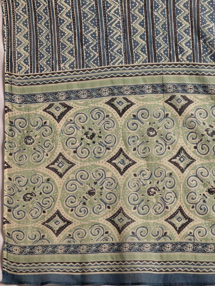 NOZ2TOZ Women Floral Printed Knee Length Kurti And Pant Set With Dupatta - Blue - Distacart