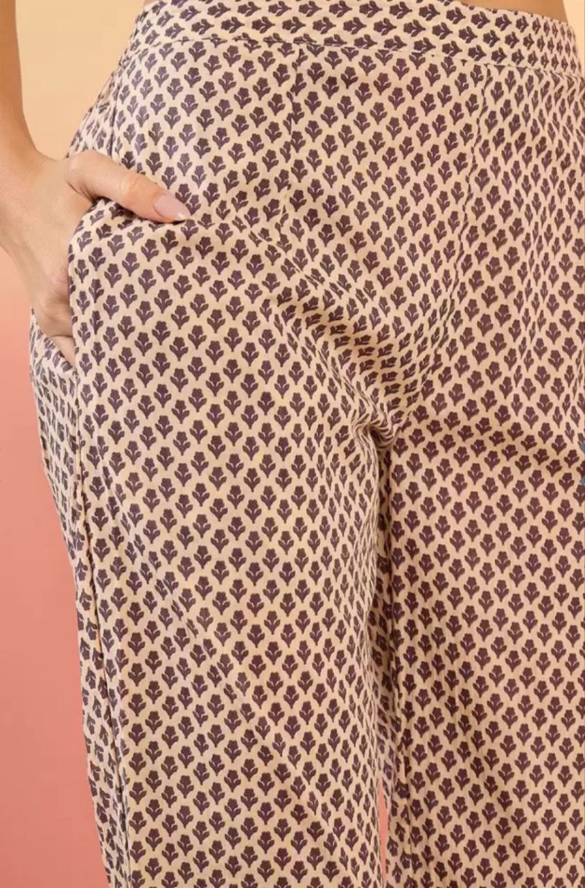 NOZ2TOZ Women's Printed Knee Length Rayon Kurta Set With Cotton Dupatta - Purple - Distacart