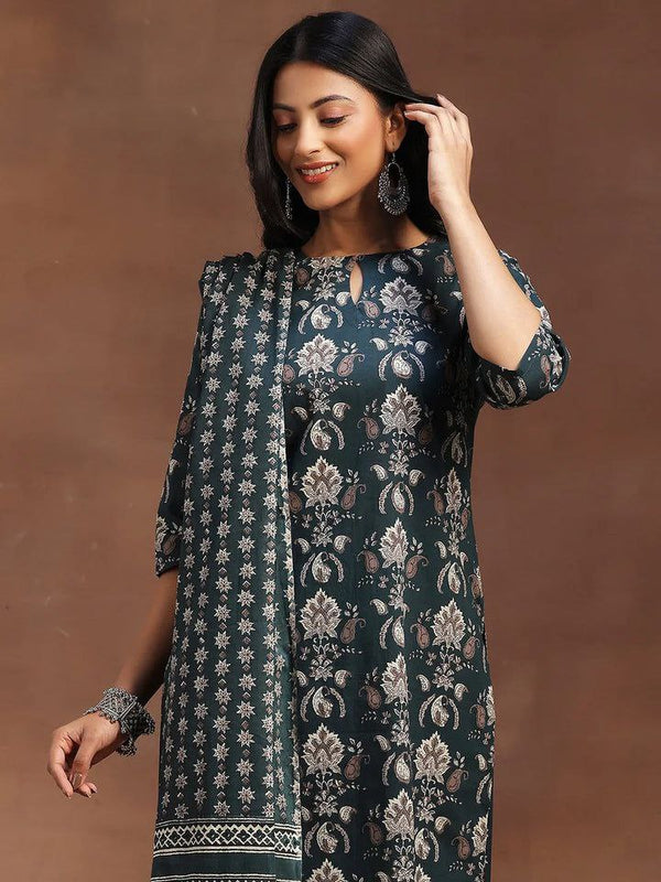 NOZ2TOZ Women Floral Printed Knee Length Rayon Kurta Set With Printed Dupatta Set - Blue - Distacart