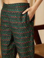 Thumbnail for NOZ2TOZ Floral Printed Kurti And Pant Set With Printed Dupatta For Women - Green - Distacart