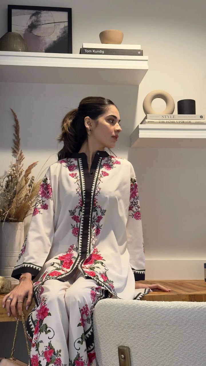 NOZ2TOZ Women's Floral Printed Above Knee Length Co-Ords Set - White - Distacart