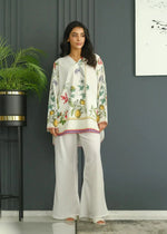 Thumbnail for NOZ2TOZ Women's Printed V Neck Long Sleeves Co-Ords Set - White - Distacart