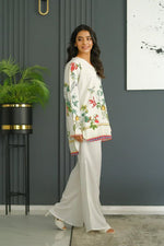 Thumbnail for NOZ2TOZ Women's Printed V Neck Long Sleeves Co-Ords Set - White - Distacart