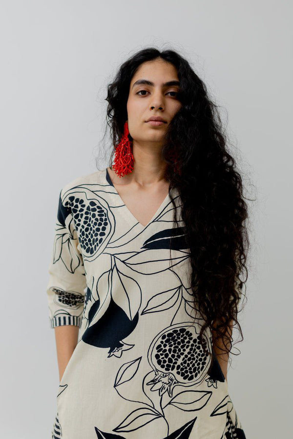 NOZ2TOZ Women's Printed Knee Length Stylish Co-Ords Set - White - Distacart