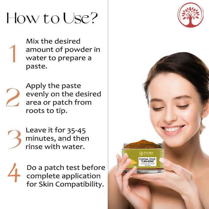 Ivory Natural Facial Wax Powder With Turmeric - Natural Facial Hair Removal Wax For Instant Skin Brightening - Distacart