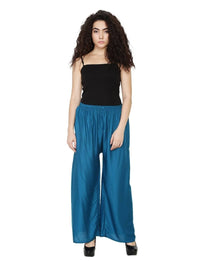 Thumbnail for Asmaani Wine Blue Color Plain Sarara Palazoo