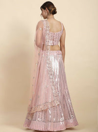 Thumbnail for Aastha Fashion Women's Pink Faux Georgette Sequins With Jari And Thread Embroidery Work Lehenga Choli