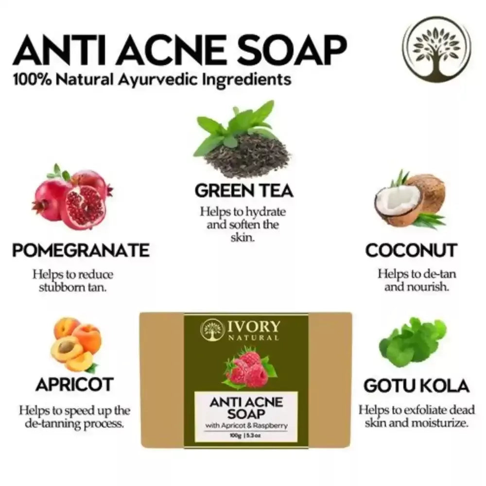 Ivory Natural Anti Acne Soap - Restore Radiance & Nourish Skin For Both Men & Women - Distacart