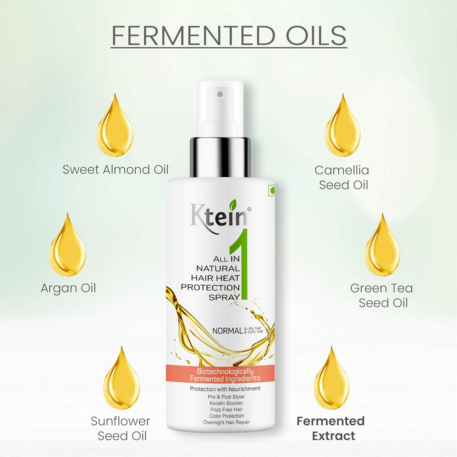 Ktein All in 1 Natural Hair Heat Protection Spray with Fermented Argan Oil - Distacart