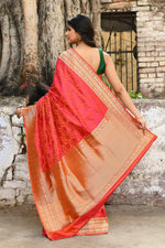 Thumbnail for Joban Fashion Red Pure Katan Pure Handloom Banarasi Silk Saree