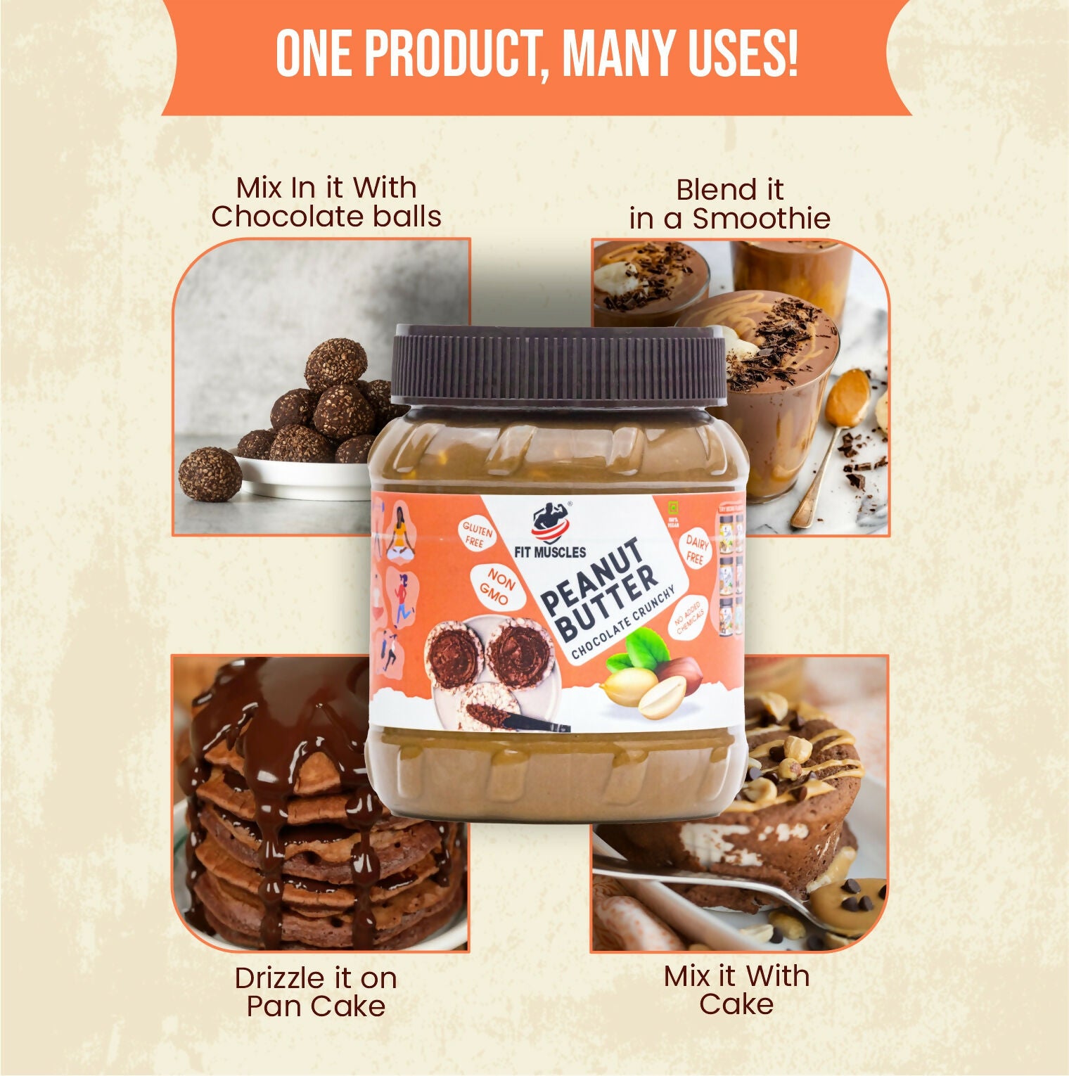 Fit Muscles Original Classic Peanut Butter Crunchy - with Rich Protein
