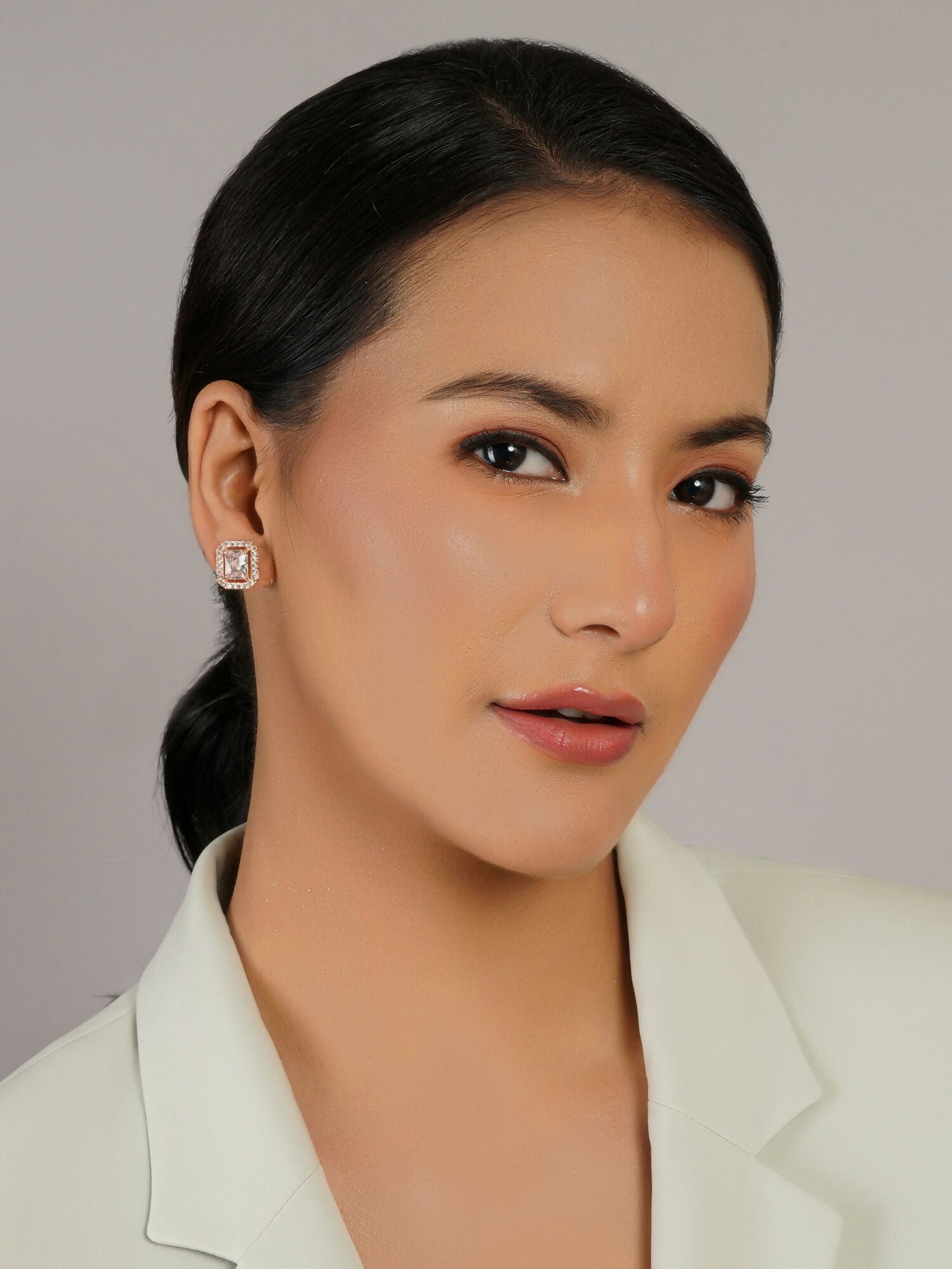 stone stud (Rose gold) - Ruby Raang - Distacart