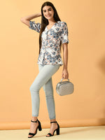 Thumbnail for Myshka Women's White Printed Party Top - Distacart