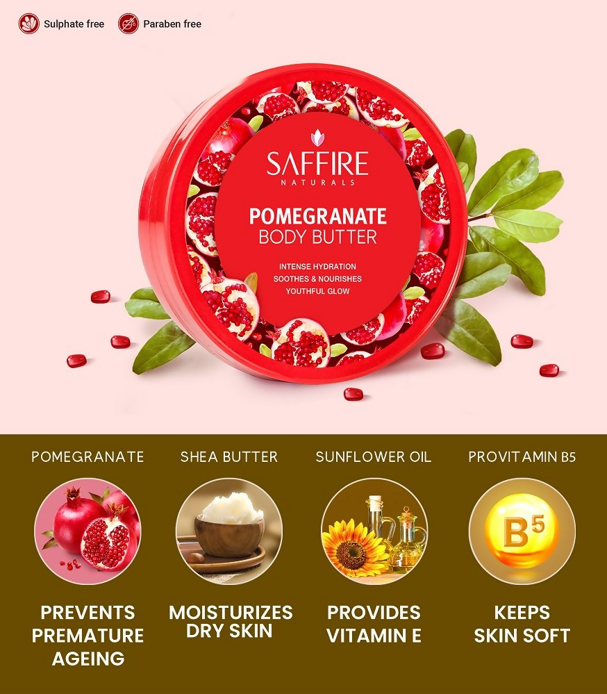 Saffire Naturals Pomegranate Body Butter - Distacart