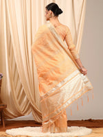 Thumbnail for NOZ2TOZ Women's Linen Peach Woven Design Designer Saree With Blouse Piece - Distacart