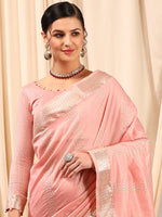 Thumbnail for NOZ2TOZ Women's Linen Pink Woven Design Designer Saree With Blouse Piece - Distacart