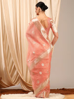 Thumbnail for NOZ2TOZ Women's Linen Peach Woven Design Designer Saree With Blouse Piece - Distacart