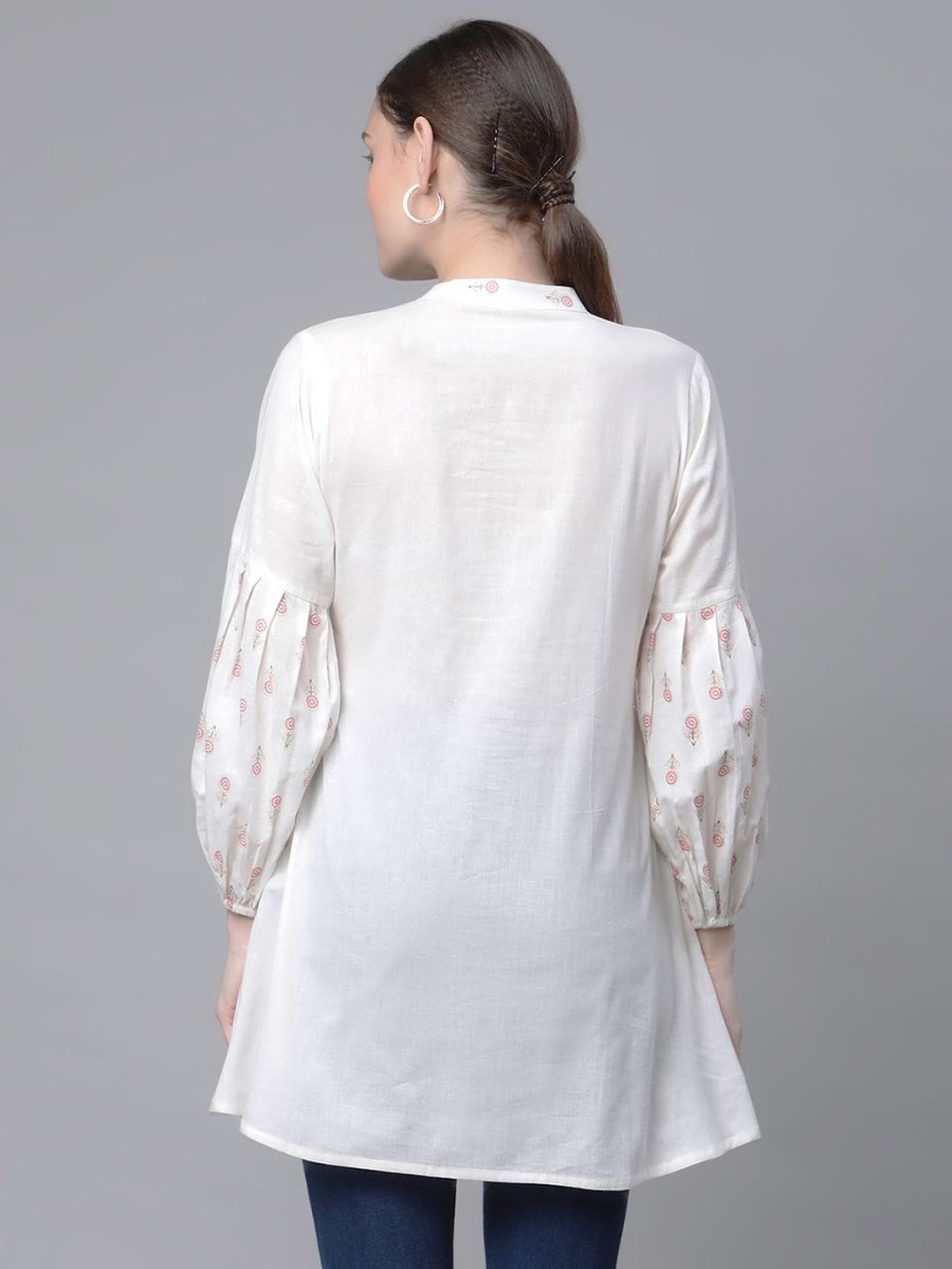Ahalyaa Off White Pure Cotton Printed Tunic - Distacart