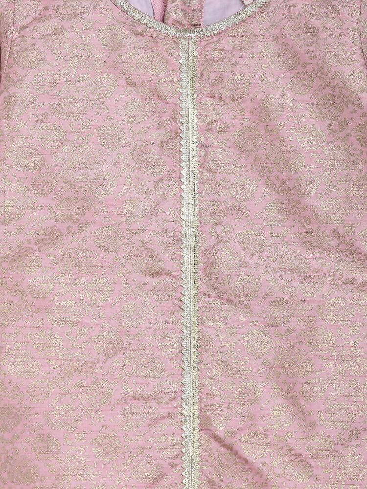 Ahalyaa Pink Poly Silk Straight Kids Kurta Palazzo Set For Girls - Distacart