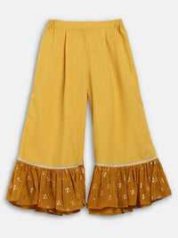 Thumbnail for Ahalyaa Maroon Georgette Glitter Print Asymmetric Kids Kurta Palazzo Sets For Girls - Distacart