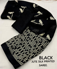 Thumbnail for Black Silk Blend Ethnic Motifs Saree with Unstitched Blouse - A2M