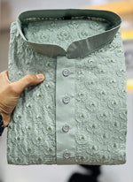Thumbnail for Prazu Fashion Pista Green Rayon Embrodered Kurta With Pajama