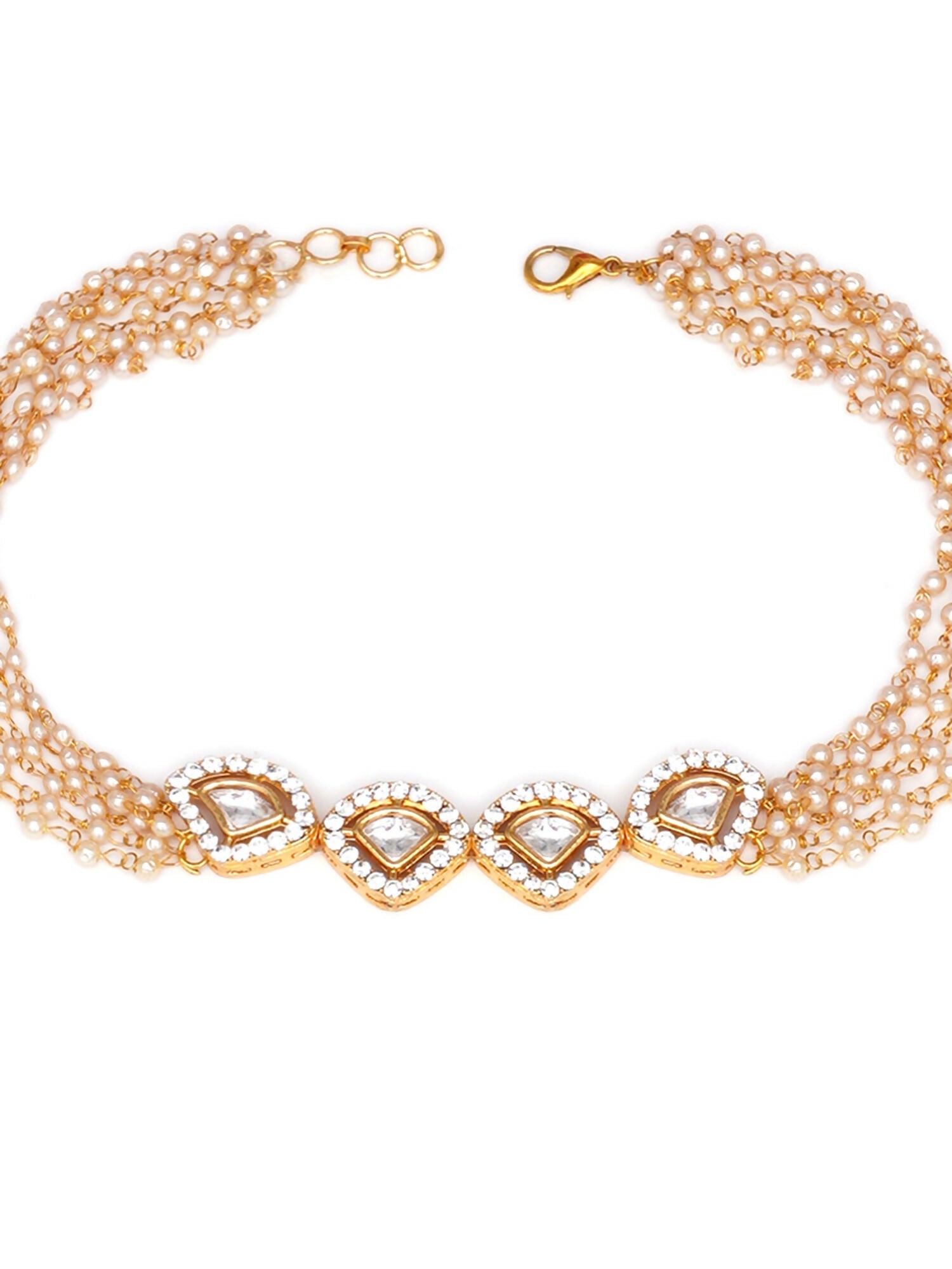 Kundan & Pearl Neckpiece (Gold) - Ruby Raang - Distacart