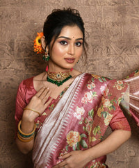 Thumbnail for Aastha Fashion Rani Pink Floral Printed Silk Saree with Blouse - Distacart