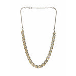 Thumbnail for Leaf Shaped Neckpiece in Dual Tone Kundan and American Diamonds (Silver) - Ruby Raang - Distacart