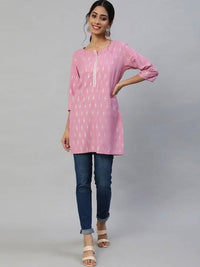 Thumbnail for Anubhutee Mauve & White Ethnic Motifs Printed Mirror Work Mirror Work Kurti - Distacart