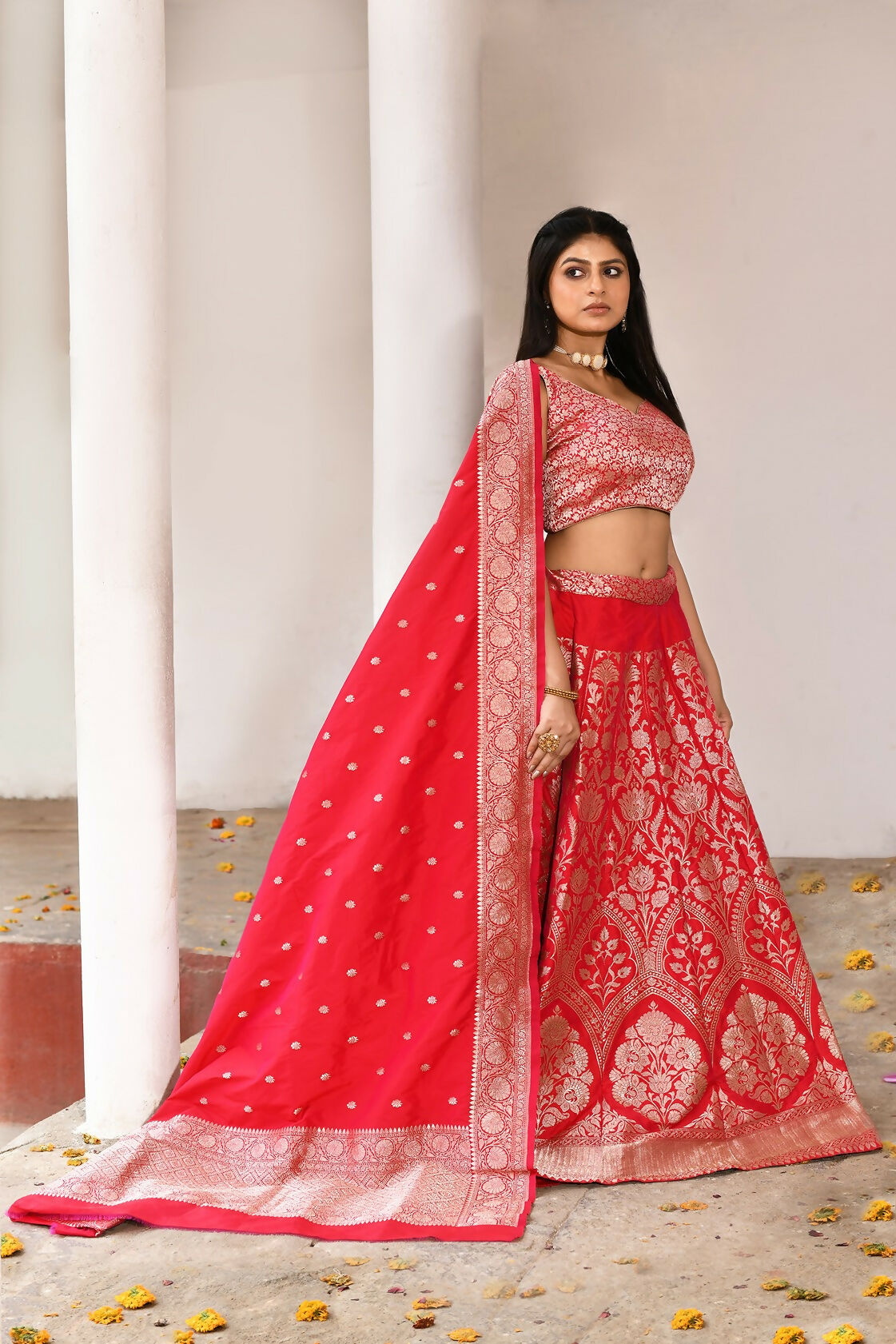 Joban Fashion Fuchsia Soft Pure Handloom Banarasi Silk Lehenga