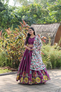 Thumbnail for Aastha Fashion Women's Purple Dolla Silk Dolla Silk With Rich Designer Print Lehenga Choli - Distacart
